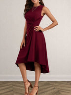Ruched Round Neck Sleeveless Dress (14)