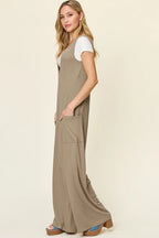 Full Size Sleeveless Wide Leg Jumpsuit Pockets Plus (14)
