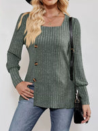 Ribbed Knit Slit Long Sleeve T-shirt (15)