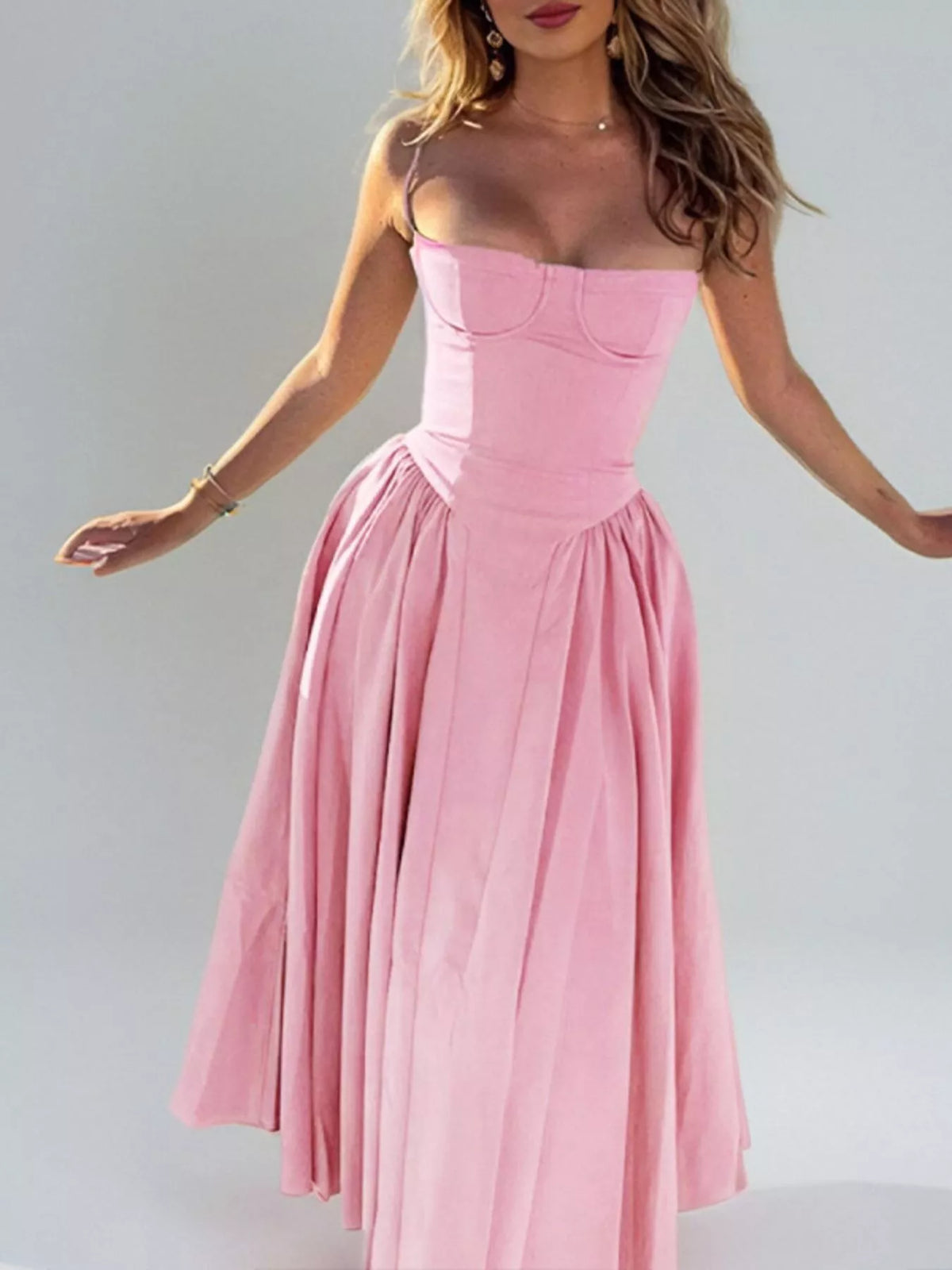 Sweetheart Neck Spaghetti Strap Midi Dress (27)