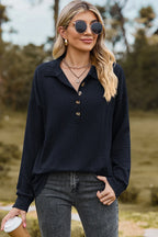 Half Button Dropped Shoulder Blouse (23)