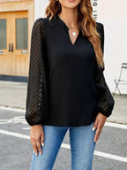 Notched Balloon Sleeve Blouse (16)