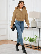 Pocketed Long Sleeve Cropped Hooded Winter Coat (6)