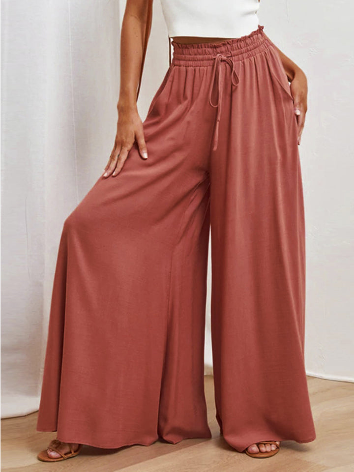 Drawstring Waist Wide Leg Pants (8)