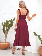 Square Neck Tie Strap Midi Dress (9)
