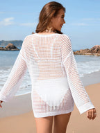Openwork Dropped Shoulder Long Sleeve Cover-up (7)