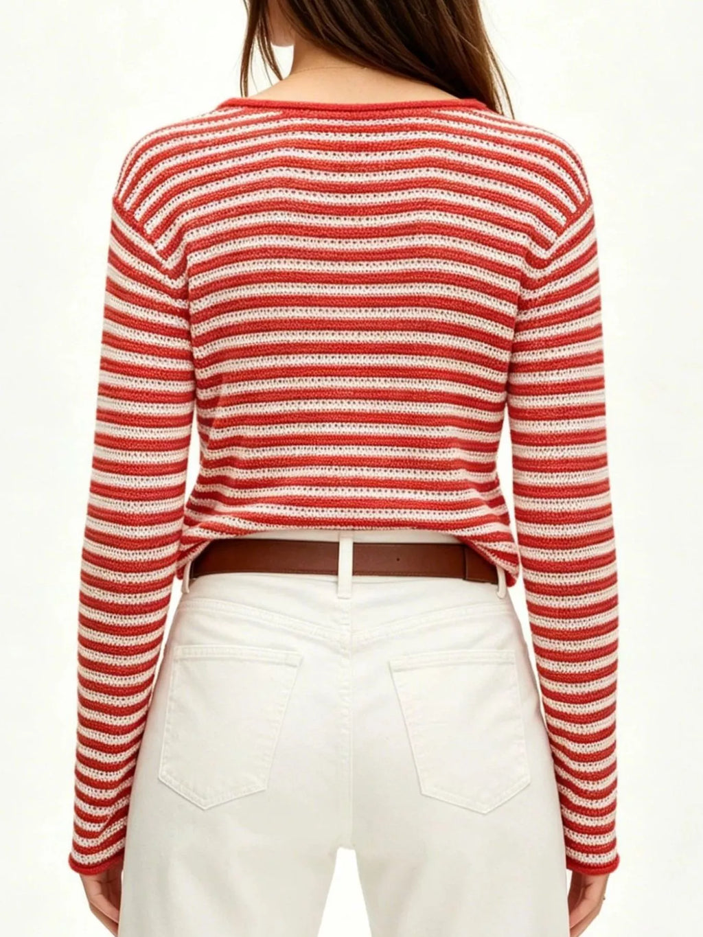 Striped Boat Neck Knit Sweater (10)