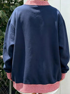 Polka Dot Contrast Trim Dropped Shoulder Sweatshirt (12)