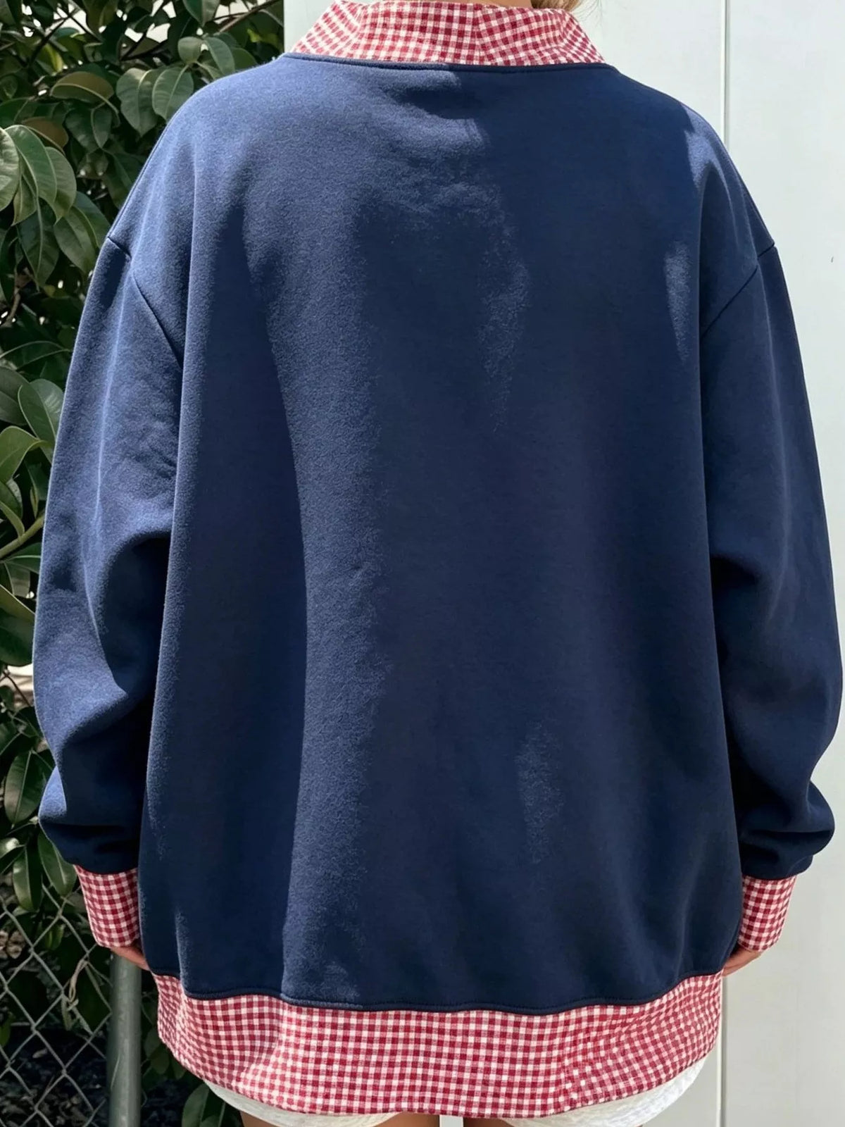 Polka Dot Contrast Trim Dropped Shoulder Sweatshirt (12)