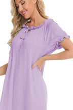 Lace Detail Short Sleeve Lounge Dress (33)