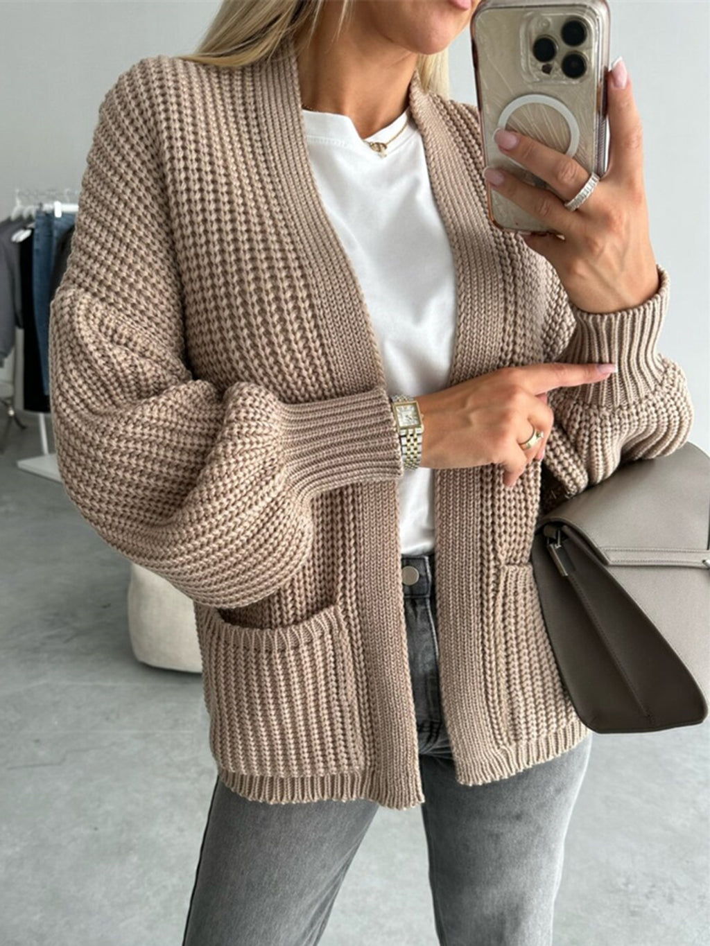 Open Front Dropped Shoulder Cardigan (3)