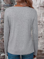 Crisscross V-neck Long Sleeve T-shirt (4)