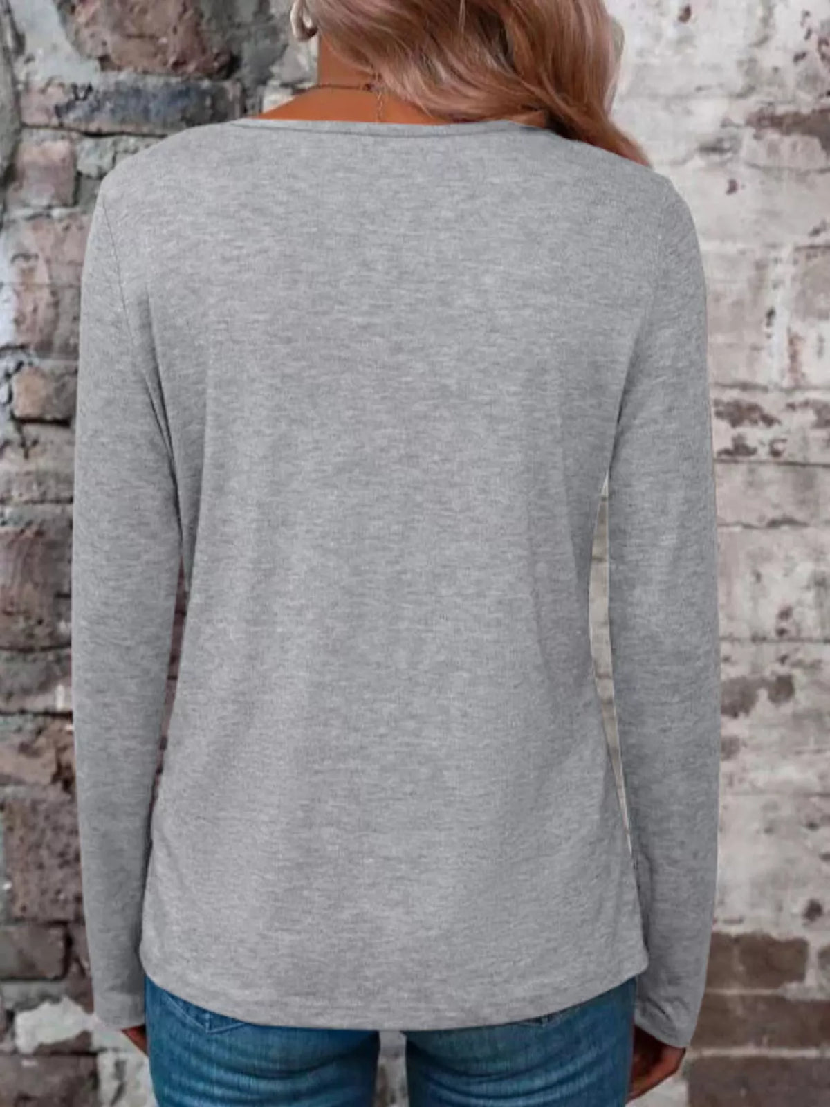 Crisscross V-neck Long Sleeve T-shirt (4)