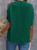 Notched Cold Shoulder Blouse (20)