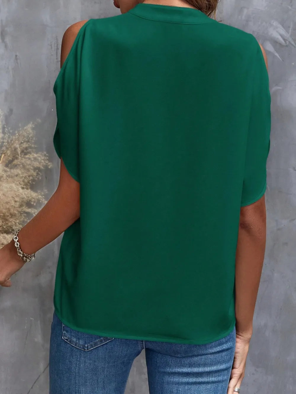 Notched Cold Shoulder Blouse (20)