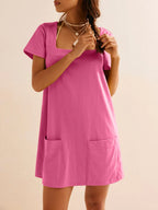 Square Neck Short Sleeve Mini Tee Dress (6)