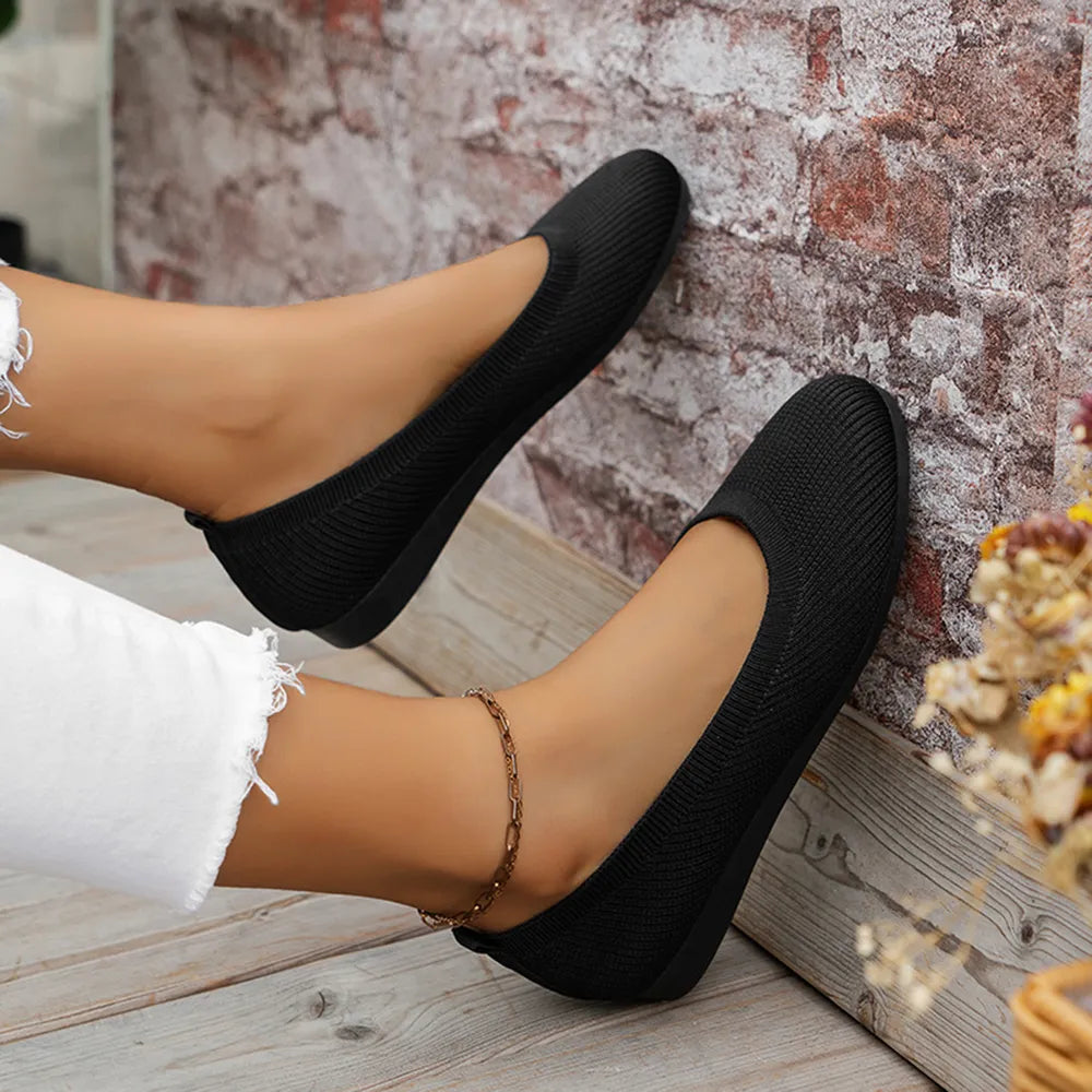 Round Toe Knit Ballet Flats (9)