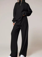 Half-zip Sweatshirt Wide-leg Sweatpants Set (11)