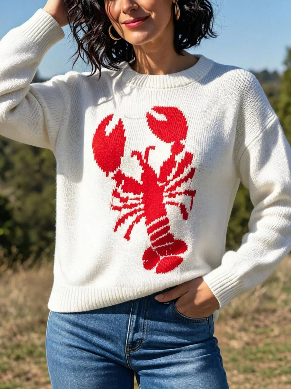 Lobster Graphic Crew Neck Sweater (4)