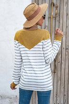 Striped Round Neck Long Sleeve T-shirt (2)