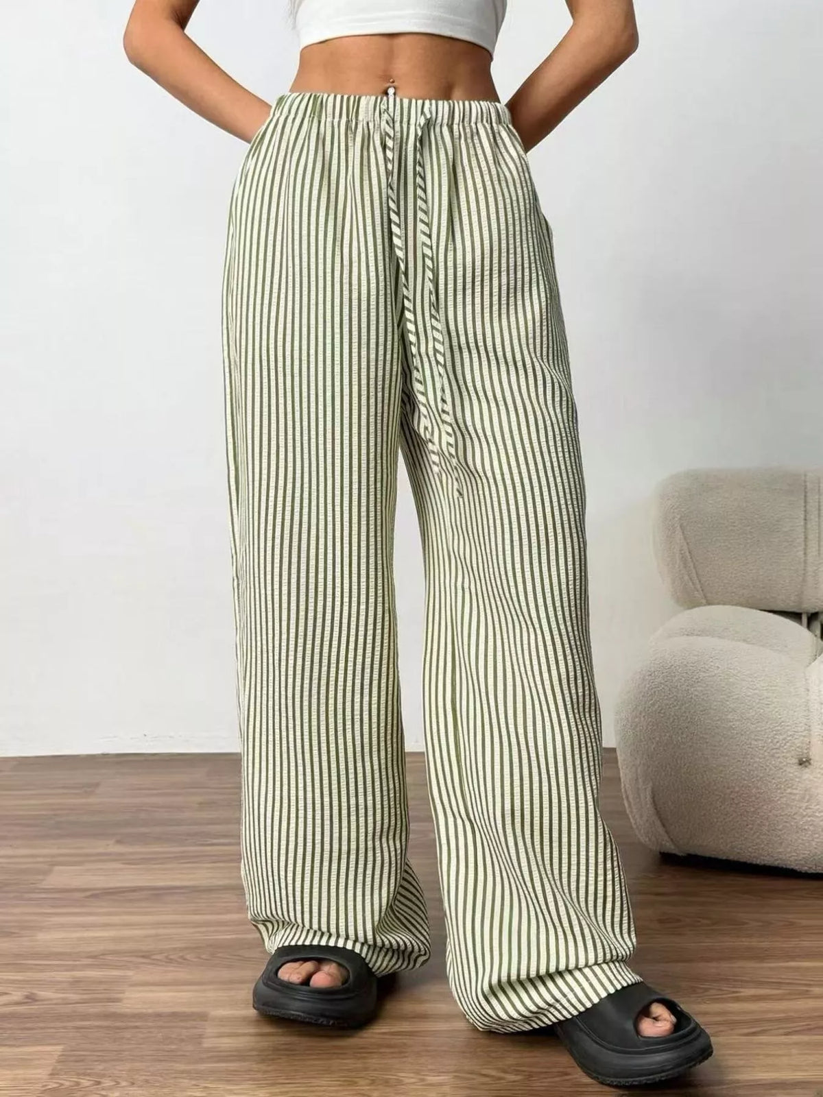 Full Size Striped Drawstring Waist Wide Leg Pants Plus (13)