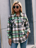 Meet You Outside Plaid Button Down Curved Hem Shacket (6)