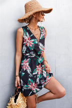 Printed Zip Detail Belted Sleeveless Dress (25)