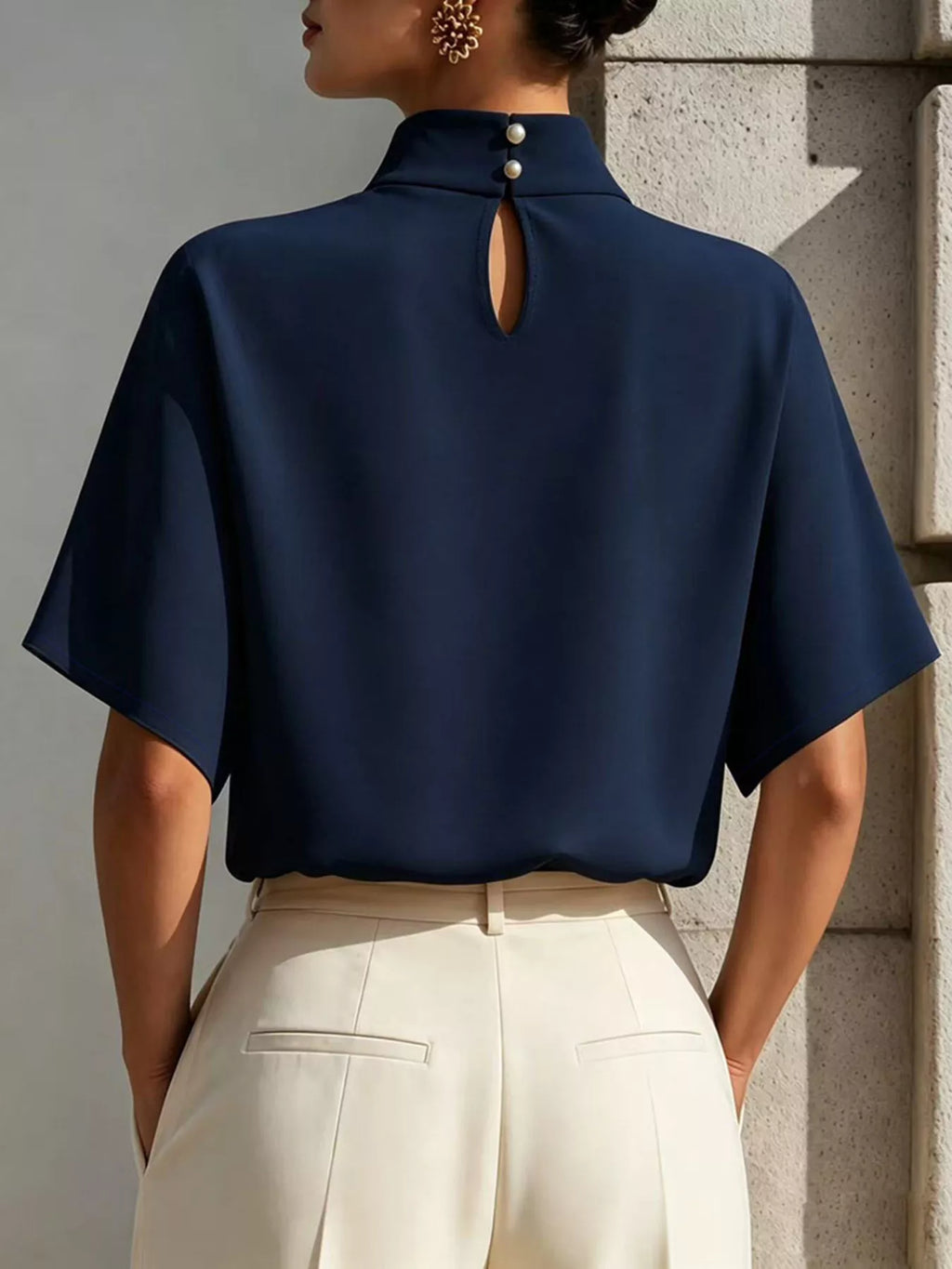 Mock Neck Short Sleeve T-shirt (8)