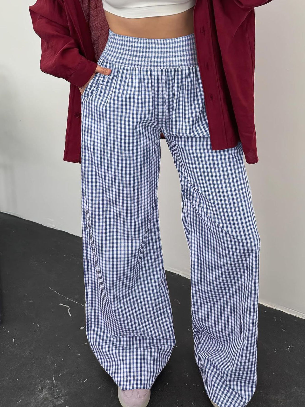 Gingham High Waist Wide Leg Pants (10)