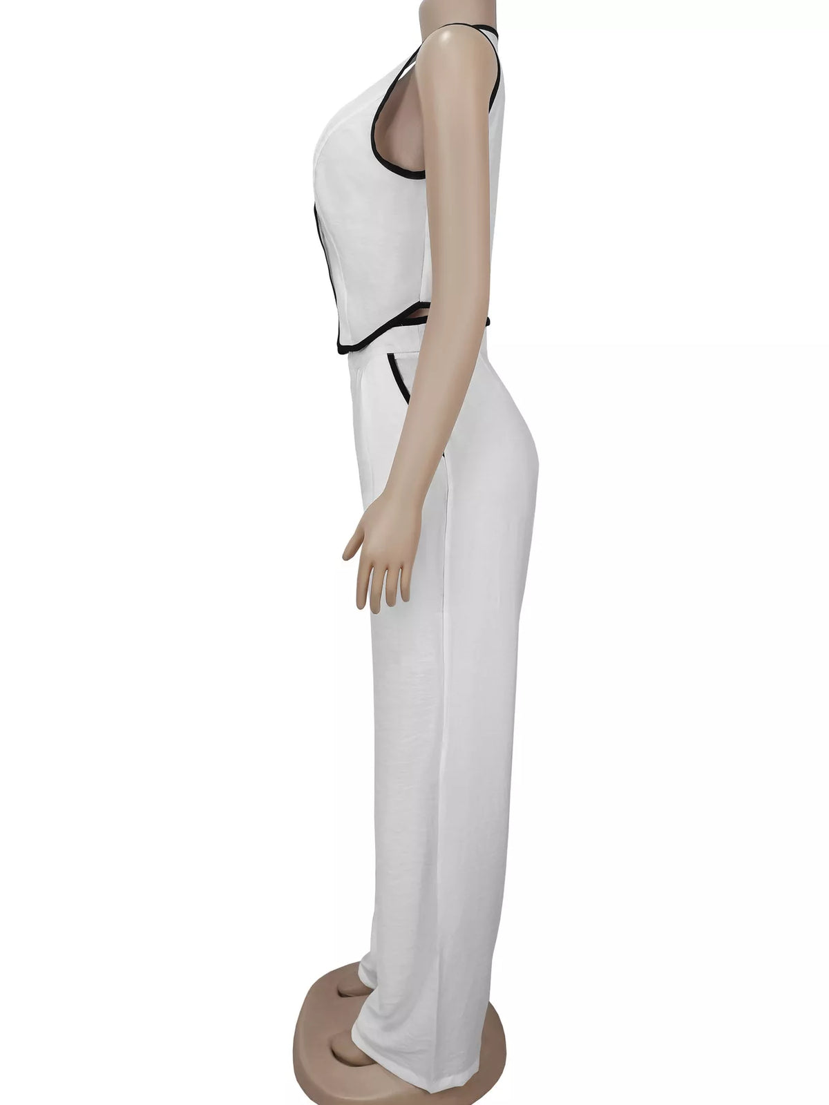 Contrast Trim Vest Wide-leg Pants Two-piece Set (8)