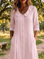 Full Size Peter Pan Collar Button Down Dress Plus (8)