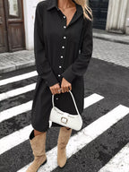 Corduroy Shirt Dress Button-down Front (19)