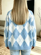 Argyle Pattern Collared Pullover Sweater (10)