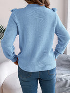 Ruffled Round Neck Long Sleeve Sweater (8)