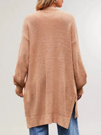 Open Front Openwork Knit Longline Cardigan (11)
