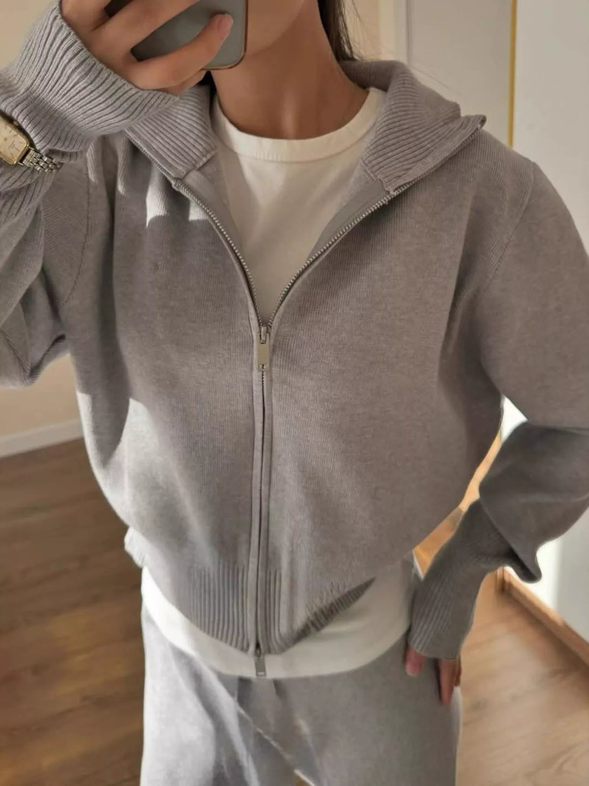 Zip-up Hoodie Pants Set (5)