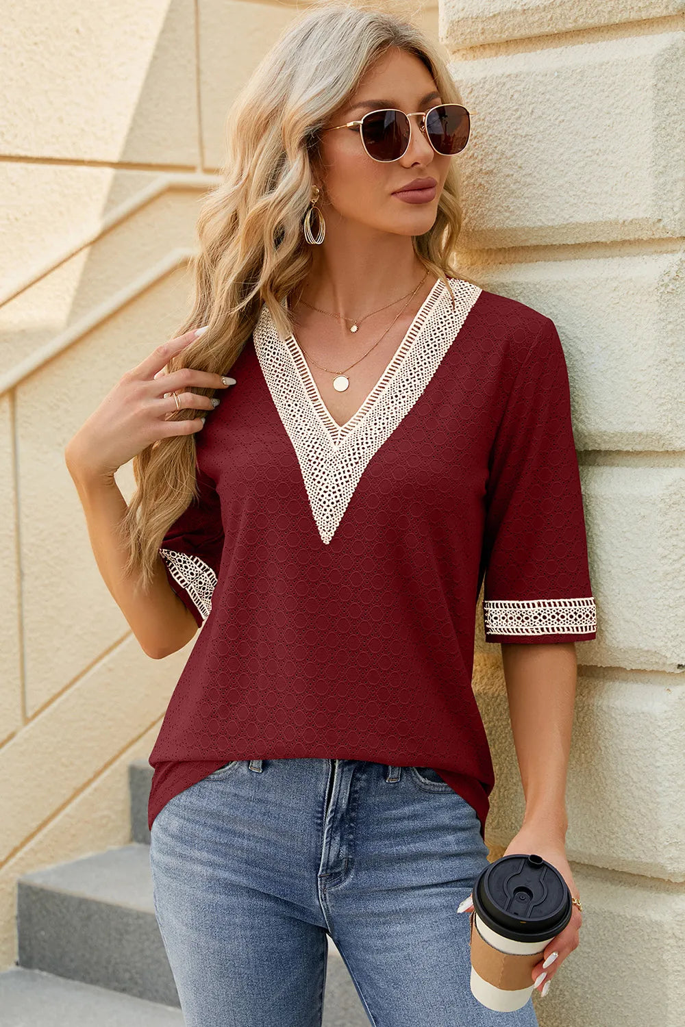 V-neck Half Sleeve T-shirt (4)