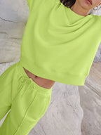 Round Neck Long Sleeve Top Elastic Waist Pants Set (7)