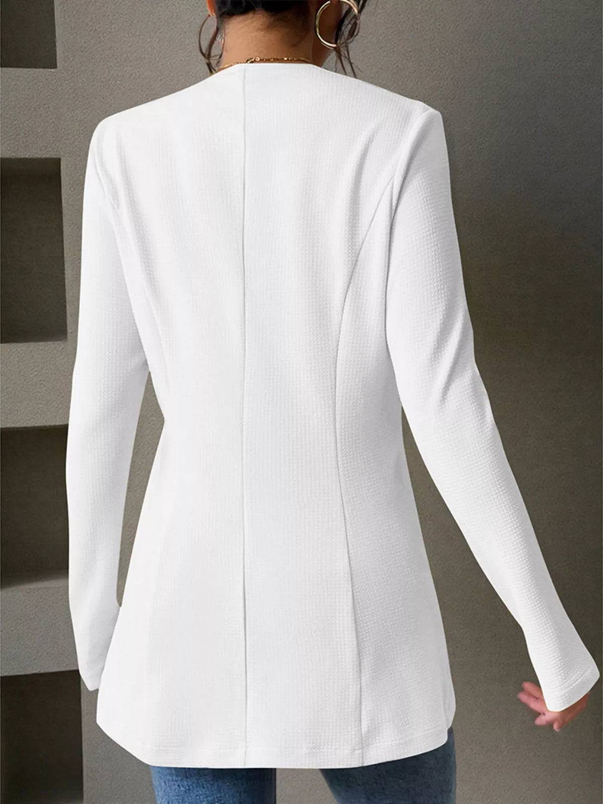One Button Long Sleeve Blazer (11)
