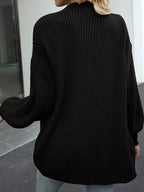 Chunky Knit Open Front Cardigan Lantern Sleeves (26)