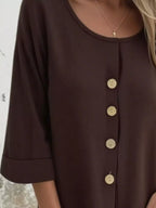 Full Size Button-front 3/4 Sleeve Casual Blouse Plus (5)