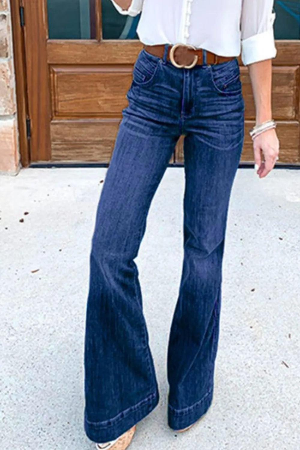 Full Size Flare Jeans Pockets Plus