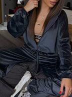 Zip Up Cropped Outerwear Pants Set (8)