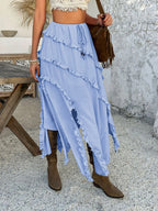 Slit Drawstring Ruffled Skirt (11)
