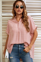 Notched Short Sleeve Blouse (13)