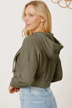 Waffle-knit Drawstring Zip Up Hoodie (11)