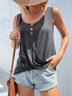 Full Size Decorative Button Round Neck Tank Plus (3)