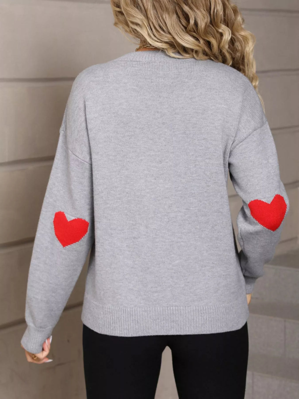 Valentine's Day Heart Graphic Dropped Shoulder Sweater (6)
