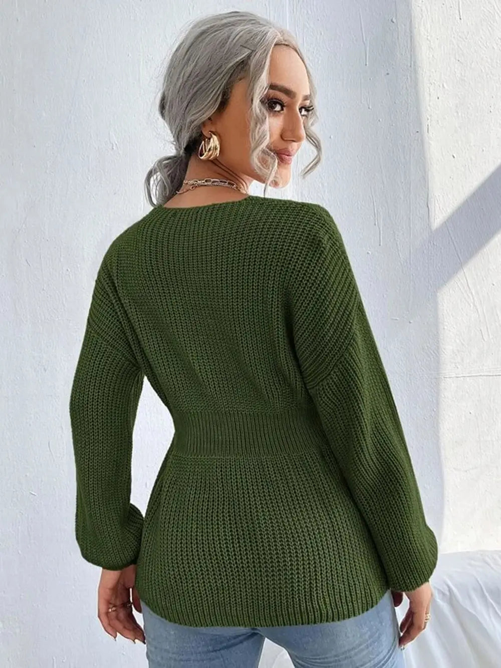 Notched Dropped Shoulder Knit Top (11)