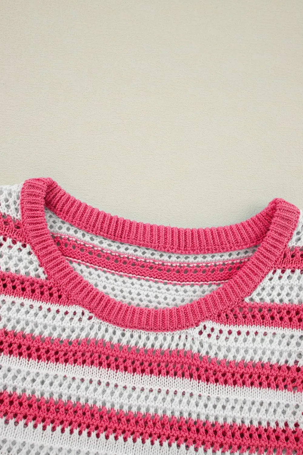 Stripe Hollowed Knit Sleeveless Sweater Dress (10)